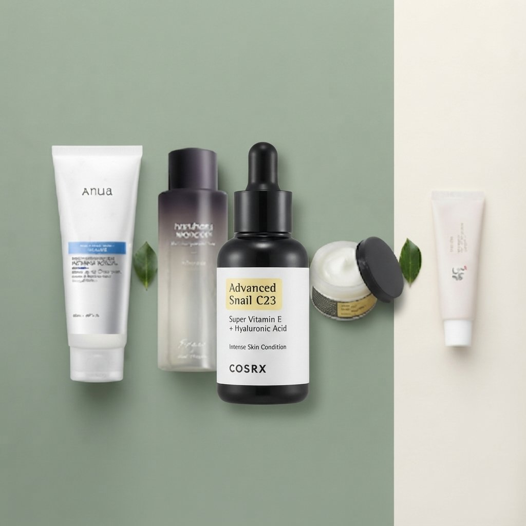 Applying skincare as part of a daily Korean skincare routine